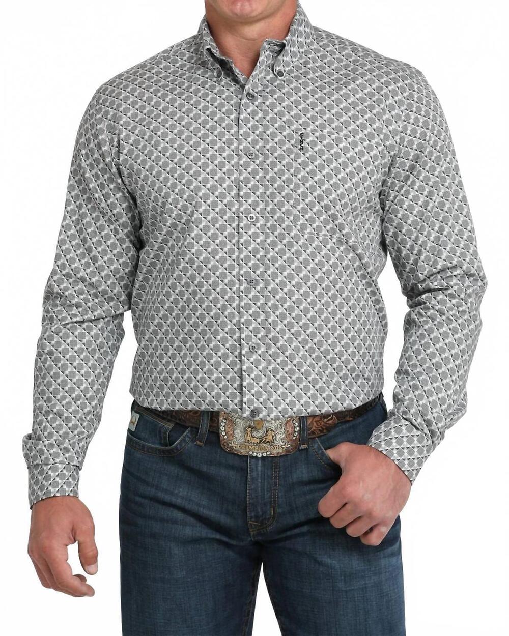 NEW CINCH modern fit long sleeve western button shirt in grey